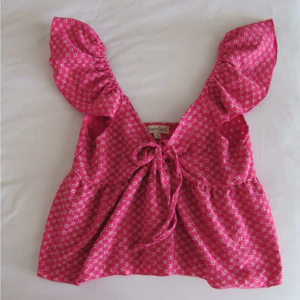 Pink Ruffled crop tank Top